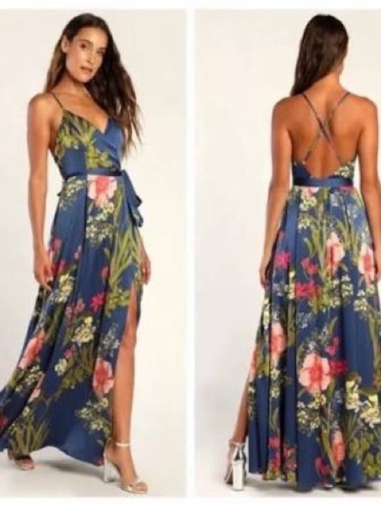Lulus Dresses & Skirts - Lulu's Still The One Blue Floral Maxi Dress NWT